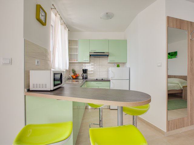 Green studio apartment